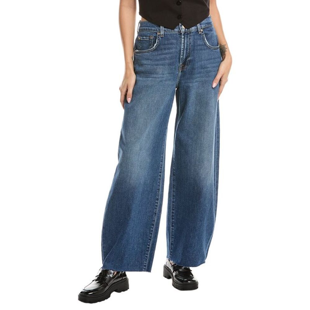 7 For All Mankind Womens  Bonnie Curvilinear Pomona Barrel Jean, Blue